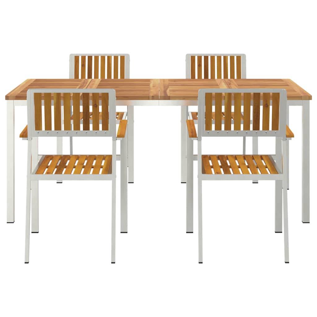 Ensemble repas extérieur 5 pcs Bois d'Acacia Massif Marron 180 x 90 x 75 cm - PANGIVO - Image 7