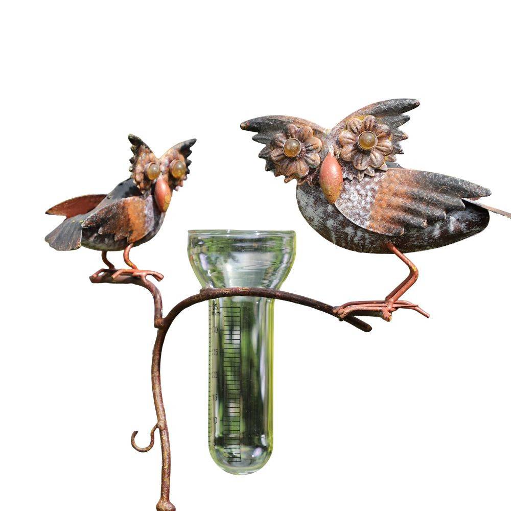 Tuteur plante grimpantes à piquer pluviomètre métal marron 34x130cm Chemin de campagne - Image 1