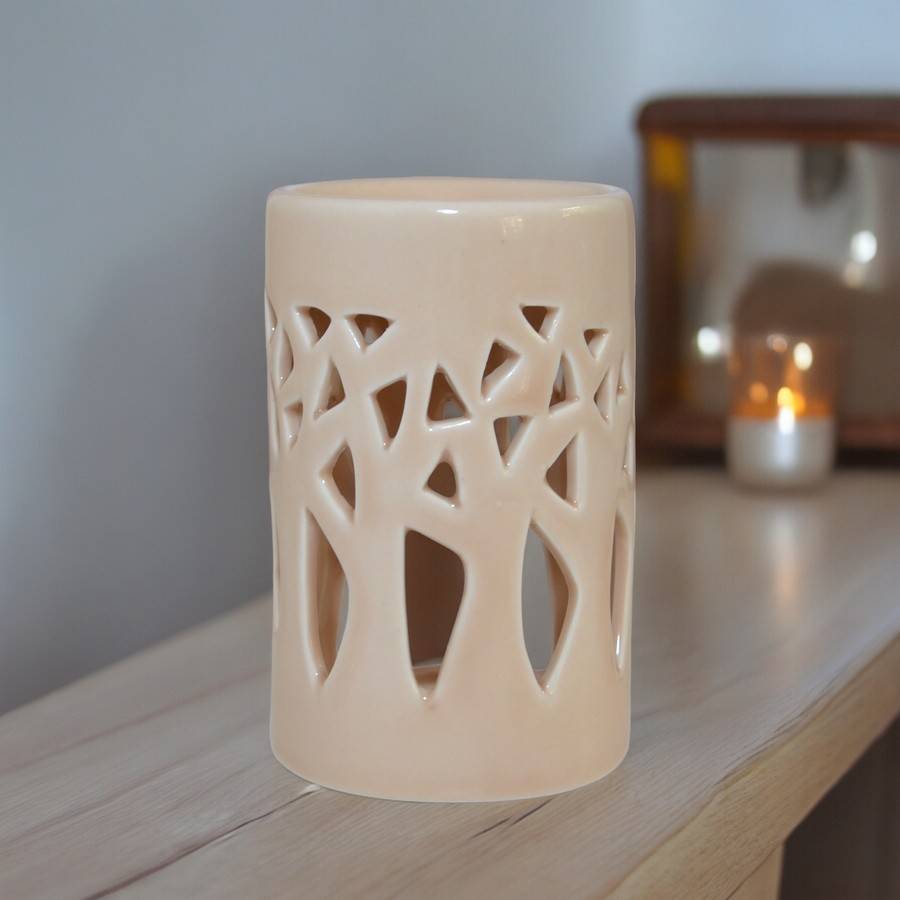 Diffuseur Huile Essentielle et Parfum – Photophore Aromathérapie en Céramique Beige - Projection de Lumière – Haut: 11cm - Zen'Arôme - Image 8
