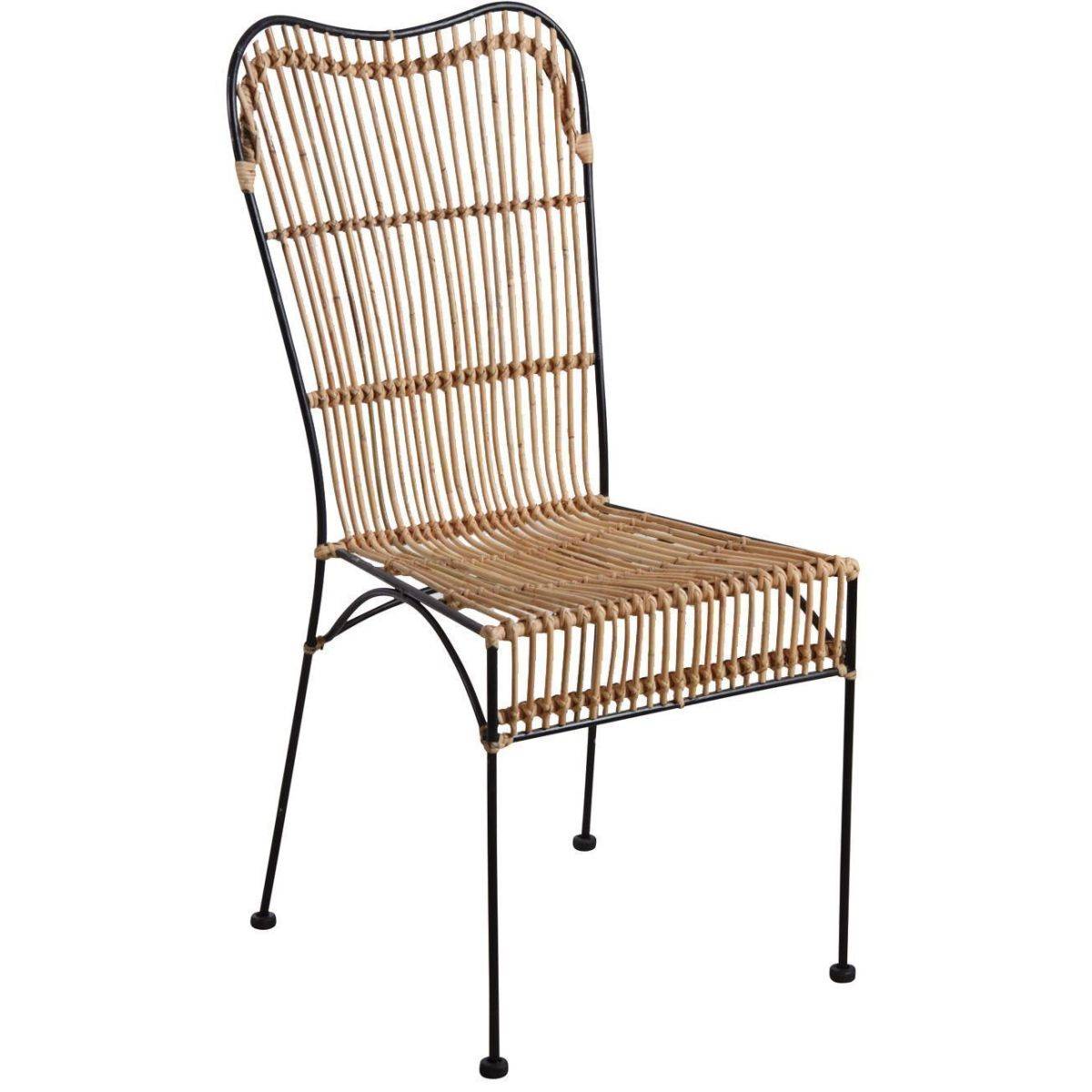Aubry Gaspard - Chaise en rotin naturel et métal noir