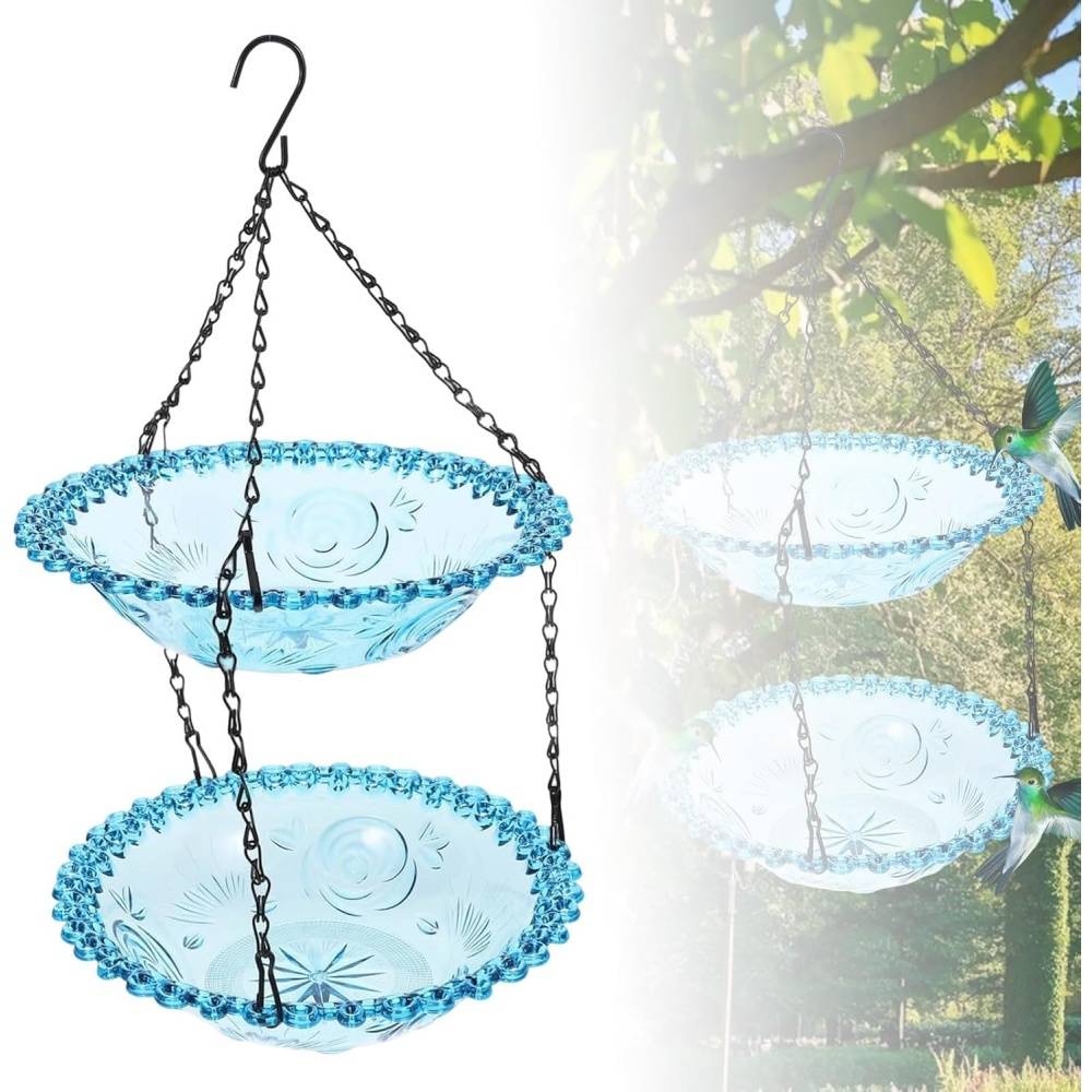 Mangeoire et bain d'oiseaux-suspendu -  Design élégant - Double couche résistante - Décoration de jardin - Living123 - Image 2