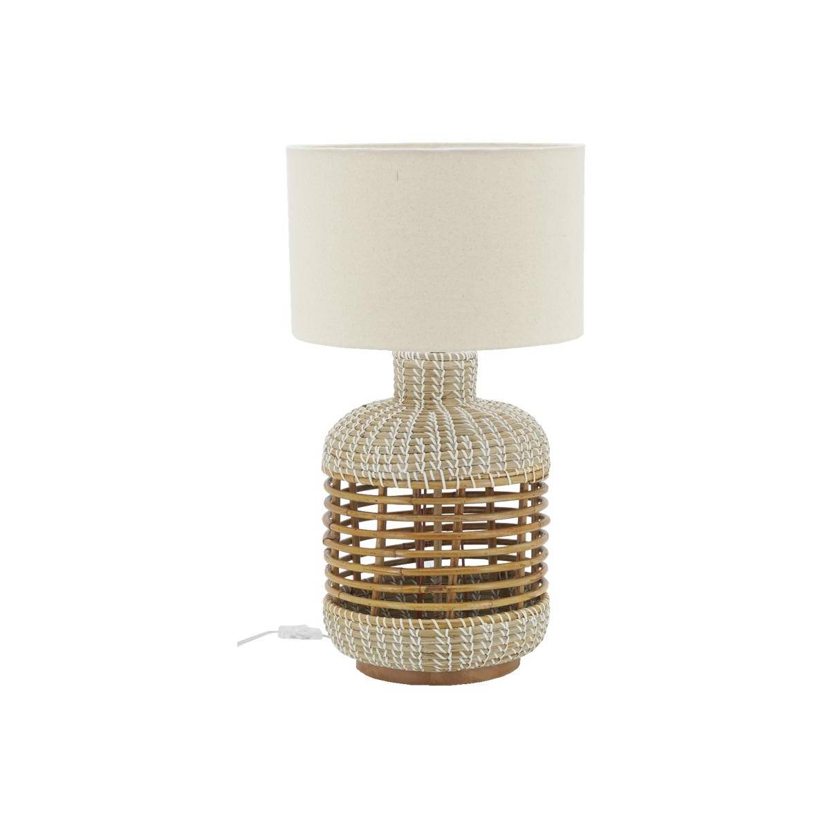 Aubry Gaspard - Lampe à pied en jonc et rotin naturel et blanc - Image 1