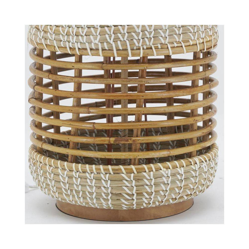 Aubry Gaspard - Lampe à pied en jonc et rotin naturel et blanc - Image 4