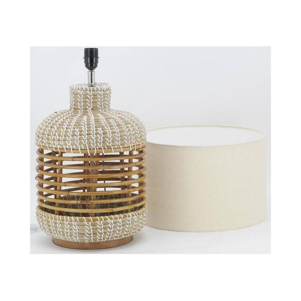 Aubry Gaspard - Lampe à pied en jonc et rotin naturel et blanc - Image 3