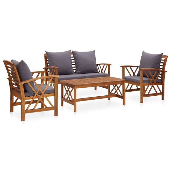 Vidaxl - Salon de jardin 4 pcs avec coussins Bois d'acacia solide vidaXL 3057991 - Image 1