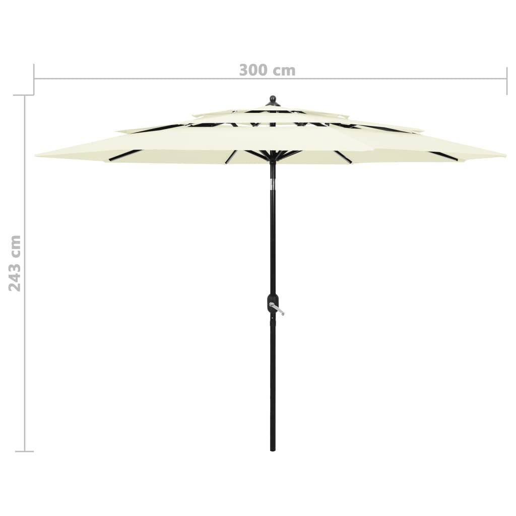 Vidaxl - Parasol de jardin à 3 niveaux avec mât en aluminium sable 3 m vidaXL 313868 - Image 3