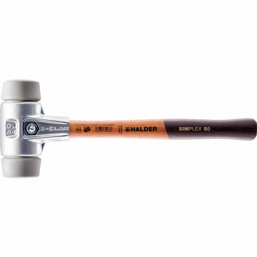 Maillet HALDER SIMPLEX TPE moyen avec boîtier en aluminium et manche en bois - D=50 mm - 3103.050