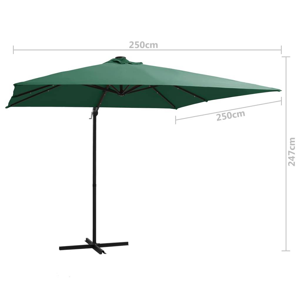 Helloshop26 - Parasol déporté avec led et mât en acier 250 x 250 cm vert - Image 8