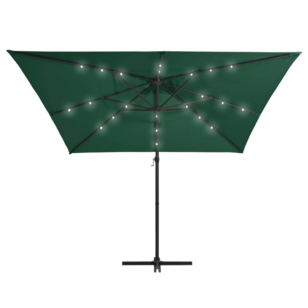 Helloshop26 - Parasol déporté avec led et mât en acier 250 x 250 cm vert - Image 3