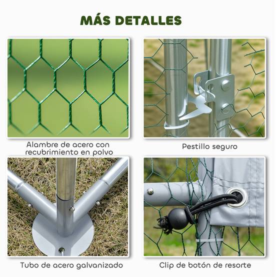 Grand poulailler extérieur en acier galvanisé 5,1x3x1,9 m 15,3 m² avec bâche Oxford et serrure argent - Image 8