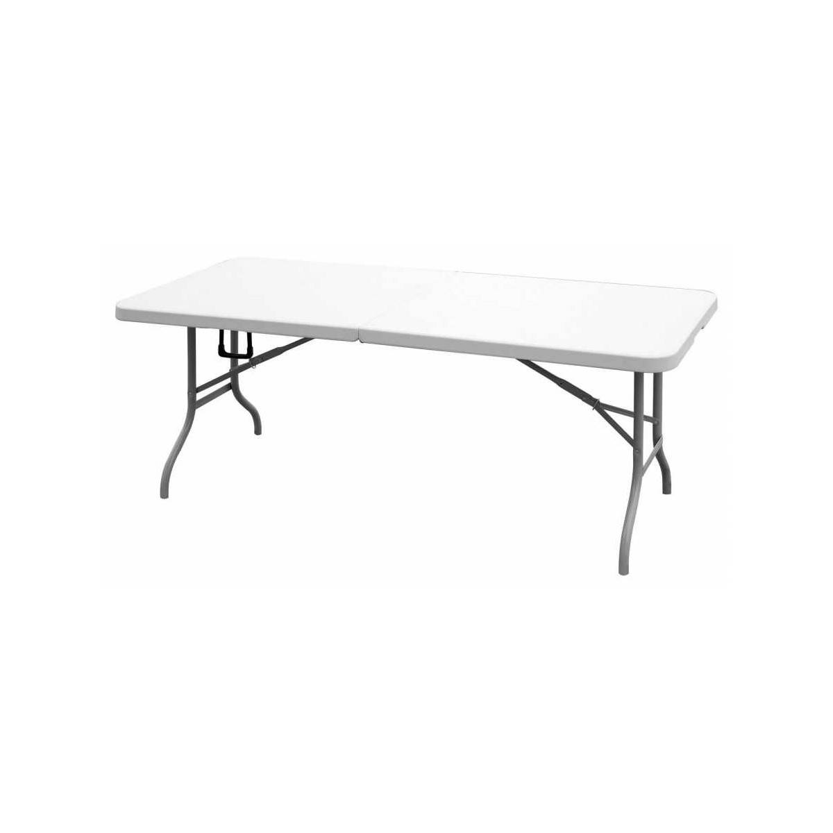 Table de jardin blanche 180x75xH74 cm pliante Haute resistance Polypropylène Camping Réceptions Evènements KZ GARDEN - Image 1