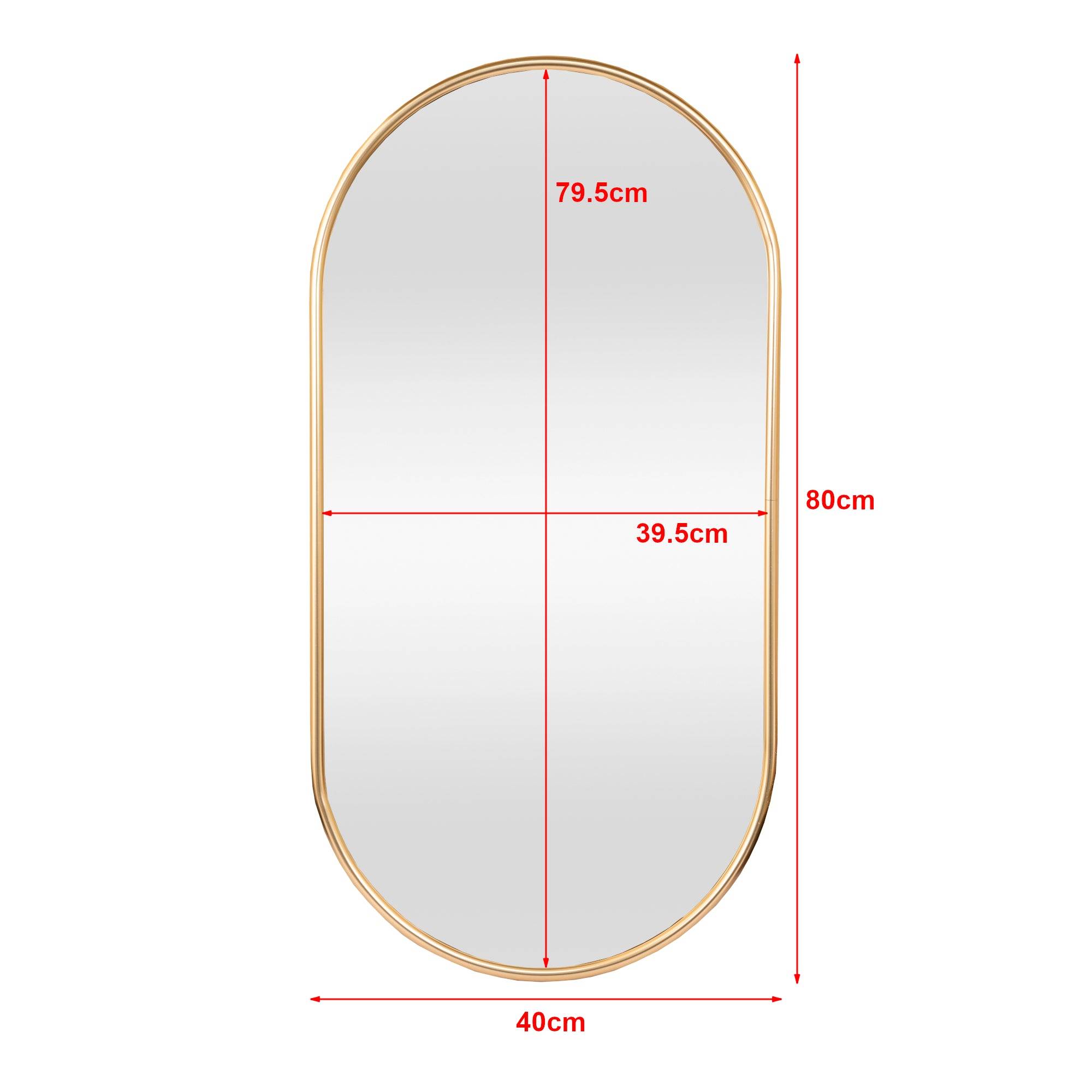 Helloshop26 - Miroir mural ovale 40 x 80 cm doré - Image 3