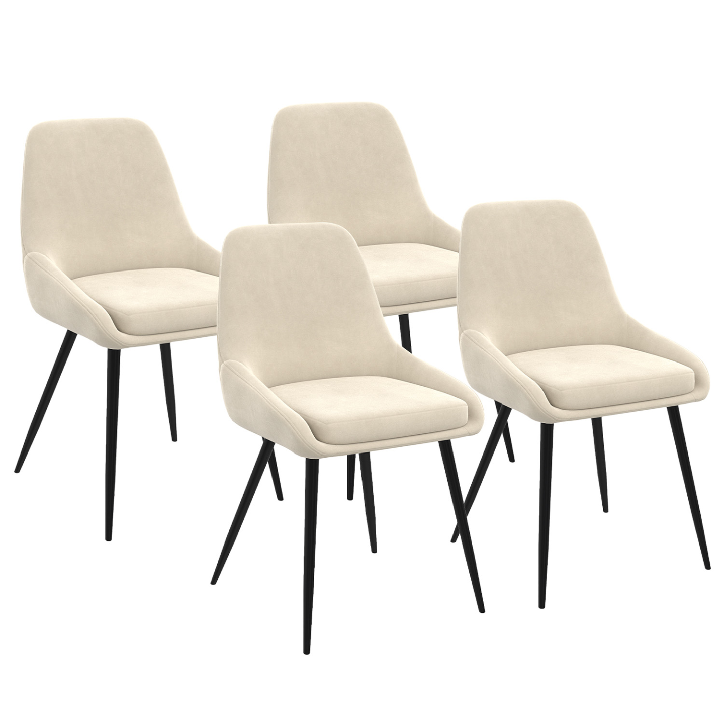 Lot de 4 chaises THALYA en velours beige avec accoudoirs - Image 2