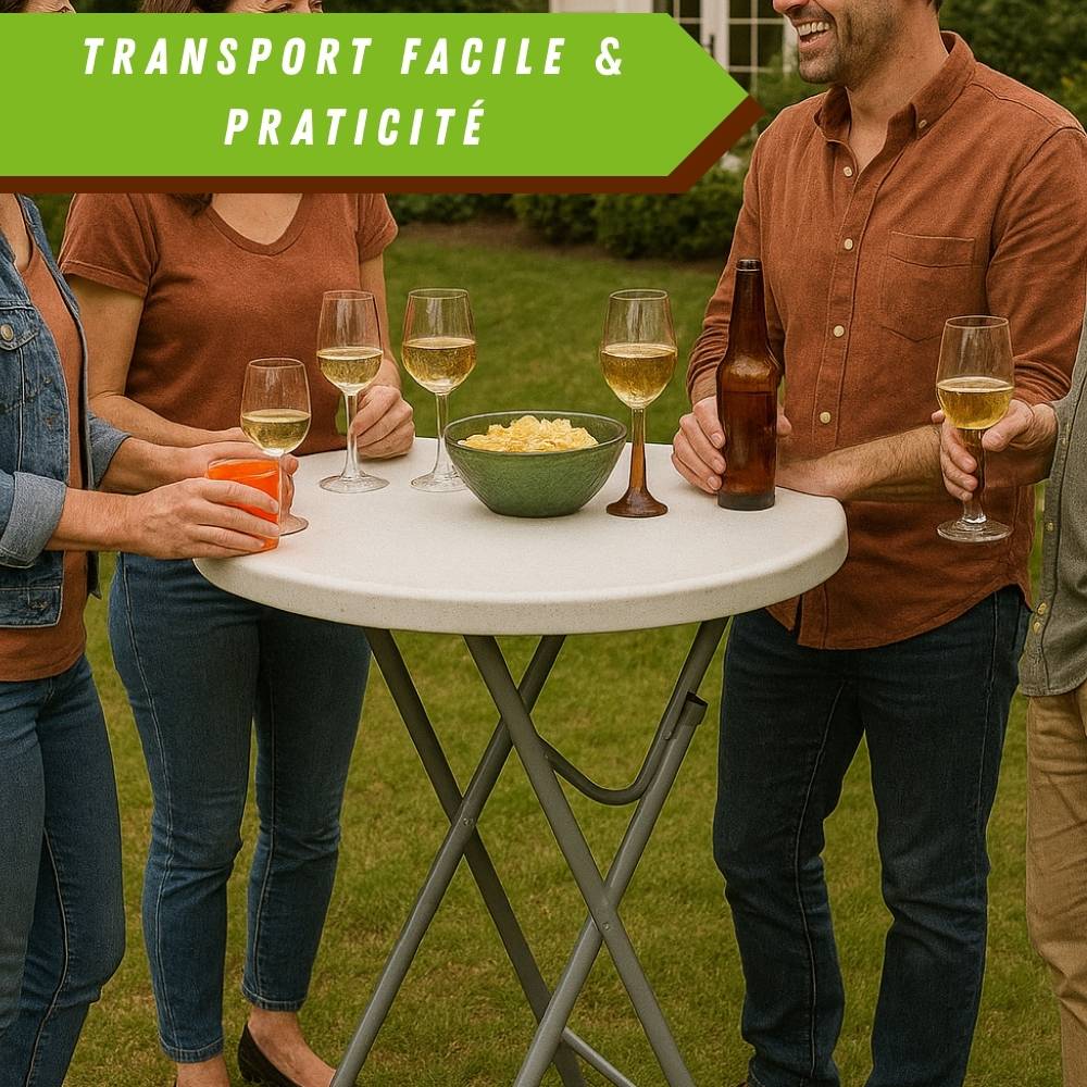 Table mange debout pliante Ø81 x H110 cm – Compacte et résistante, parfaite pour l'extérieur - TERRE JARDIN - Image 7