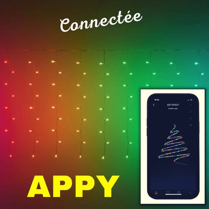 Lotti - Rideau Lumineux connecté 4m H90cm APPY 180 LED RGB smartphone APPlication Bluetooth Lotti - Image 1