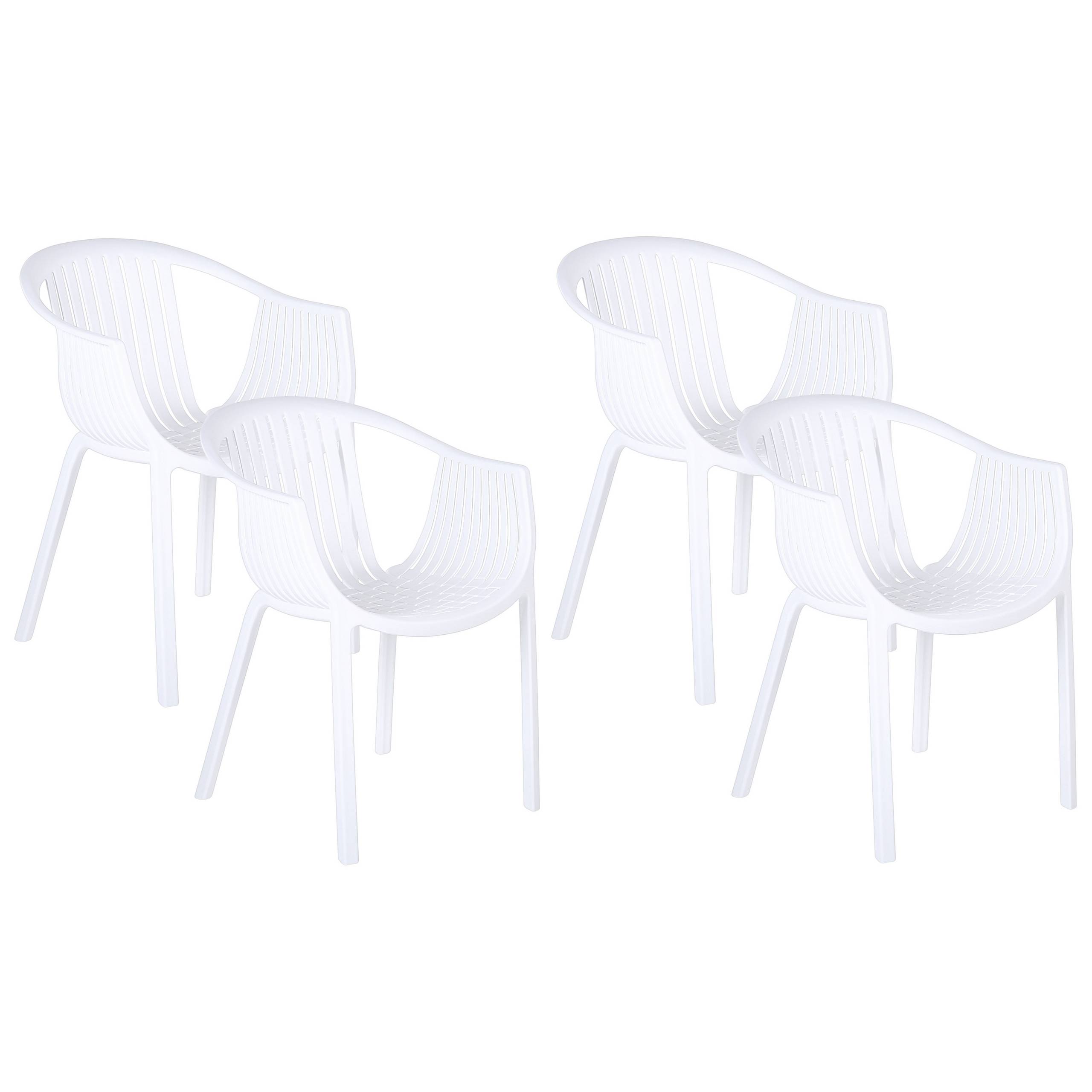 Beliani - Lot de 4 Chaises Empilables Design en Plastique Blanc pour Intérieur et Extérieur Dossier à Lattes au Style Moderne et Scandinave Beliani - Image 1