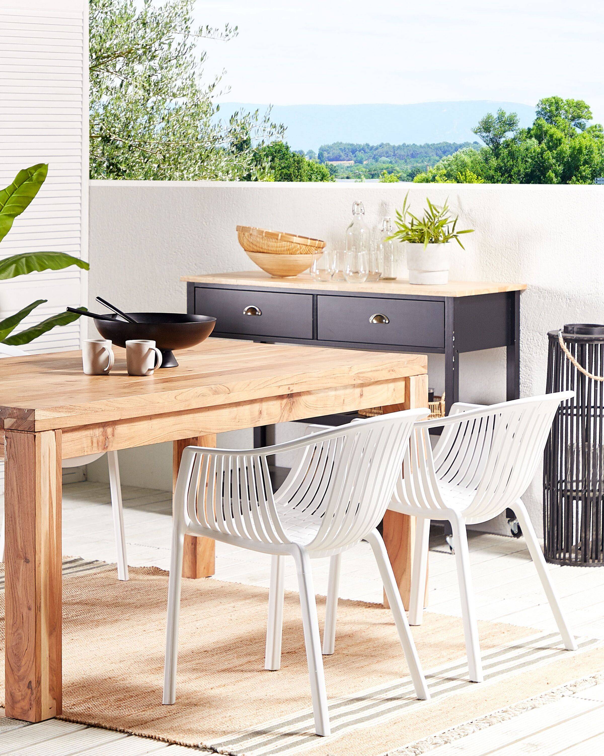 Beliani - Lot de 4 Chaises Empilables Design en Plastique Blanc pour Intérieur et Extérieur Dossier à Lattes au Style Moderne et Scandinave Beliani - Image 2
