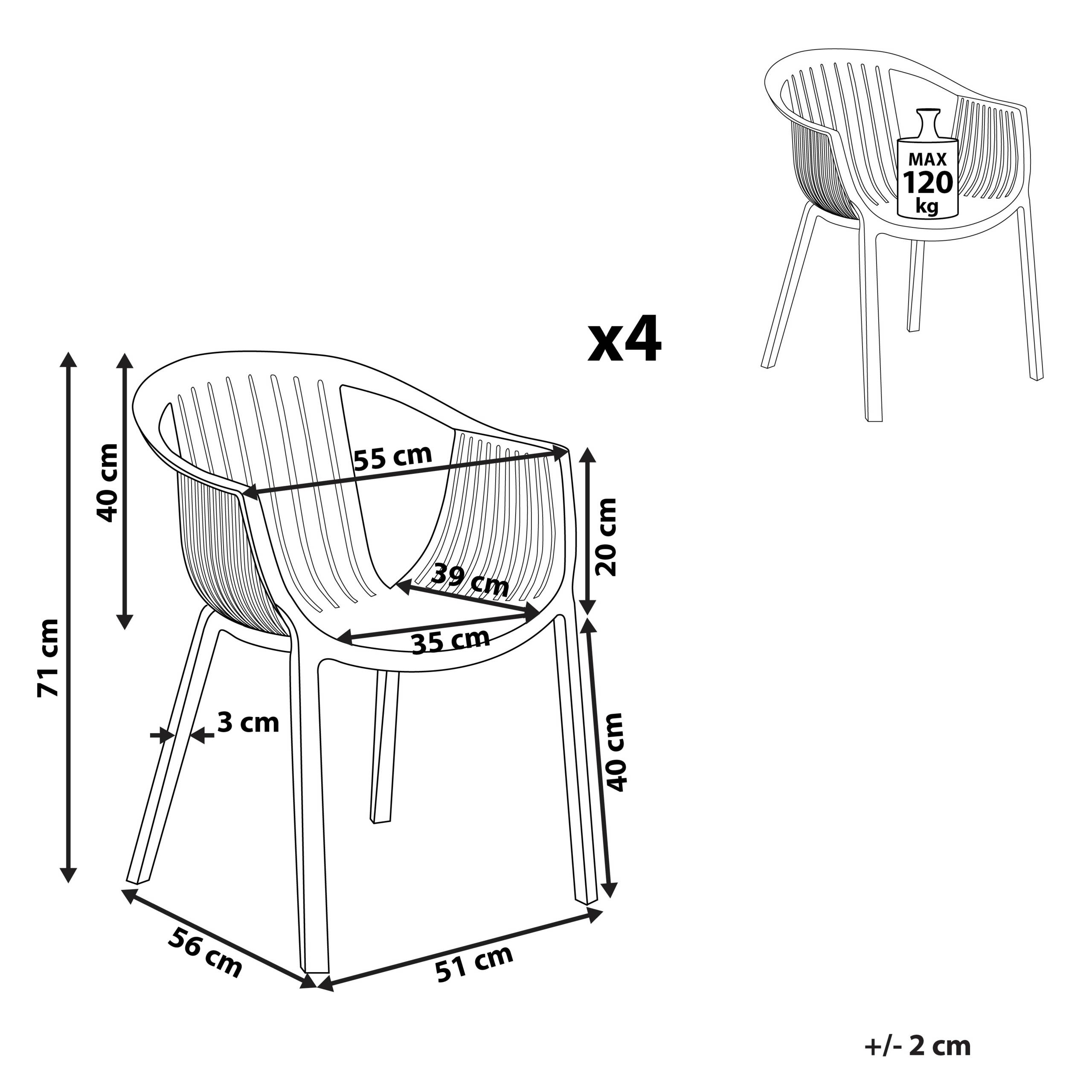 Beliani - Lot de 4 Chaises Empilables Design en Plastique Blanc pour Intérieur et Extérieur Dossier à Lattes au Style Moderne et Scandinave Beliani - Image 3