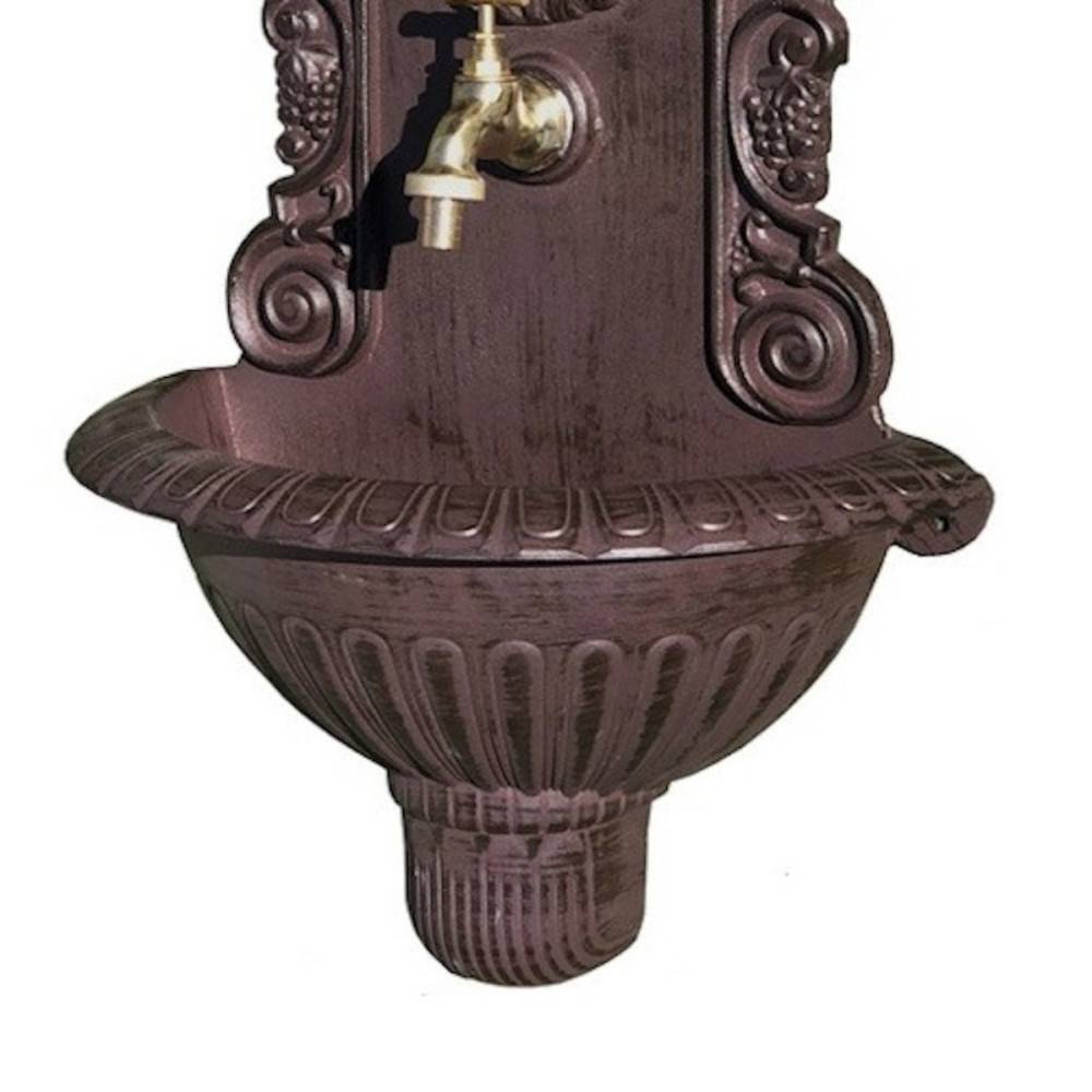 Fontaine de jardin murale extérieur fonte aluminium marron 37x60cm Chemin de campagne - Image 4