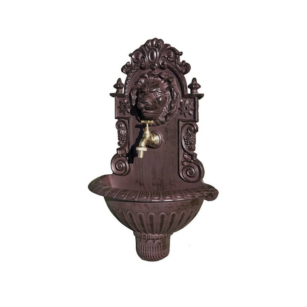 Fontaine de jardin murale extérieur fonte aluminium marron 37x60cm Chemin de campagne - Image 1