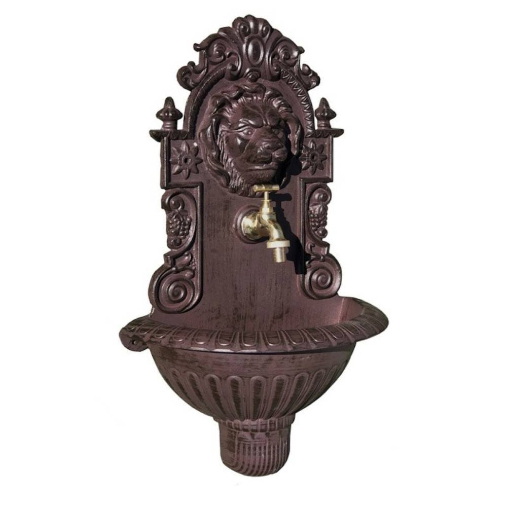 Fontaine de jardin murale extérieur fonte aluminium marron 37x60cm Chemin de campagne - Image 3