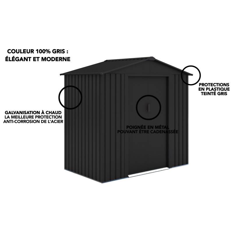 Autre - Abri de jardin en métal – MJ 6 x 4 - 2,5 m² - Anthracite - Image 4