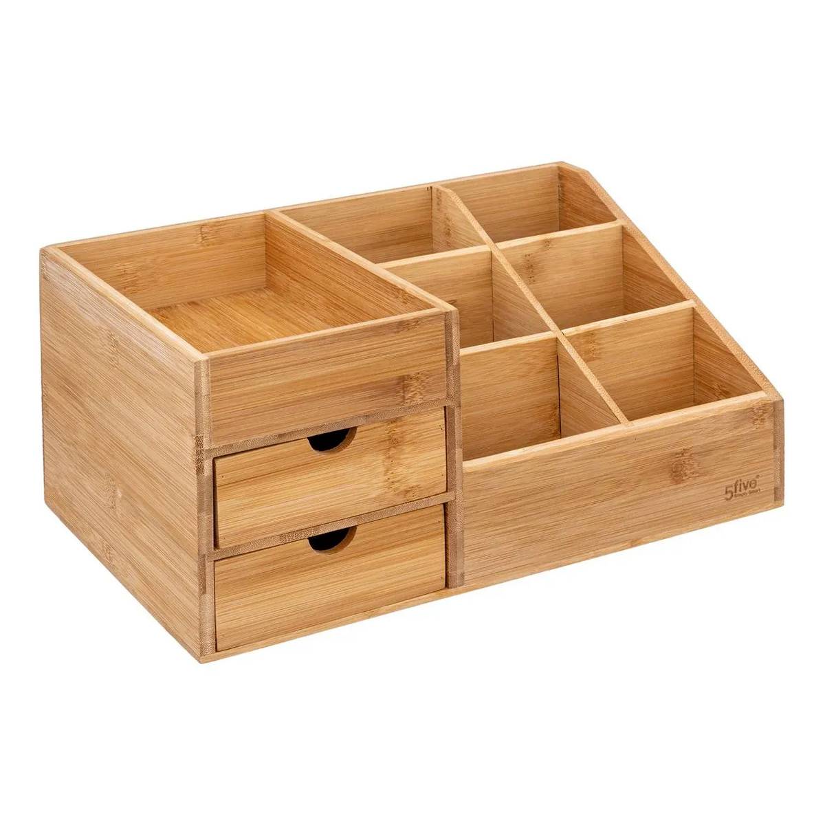 Organiseur 2 Tiroirs "Bambou" 33cm Naturel - Image 1