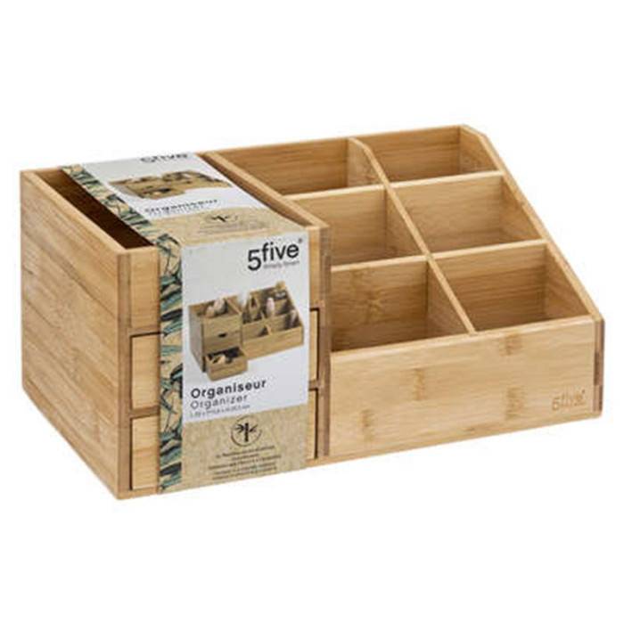 Organiseur 2 Tiroirs "Bambou" 33cm Naturel - Image 5