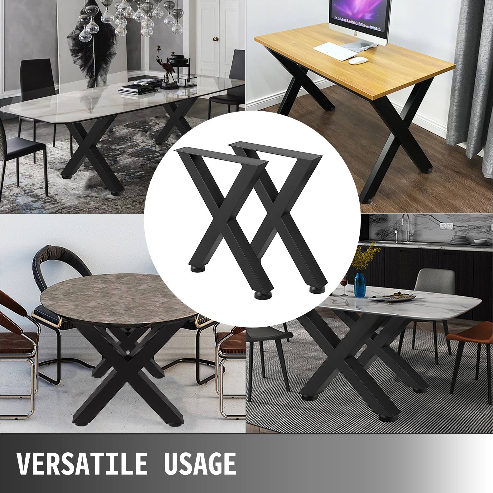 Vevor - Pieds de table métal (2pcs) forme X, charge max 1000kg, 720x790mm, pour salle à manger, café, bar. VEVOR - Image 7