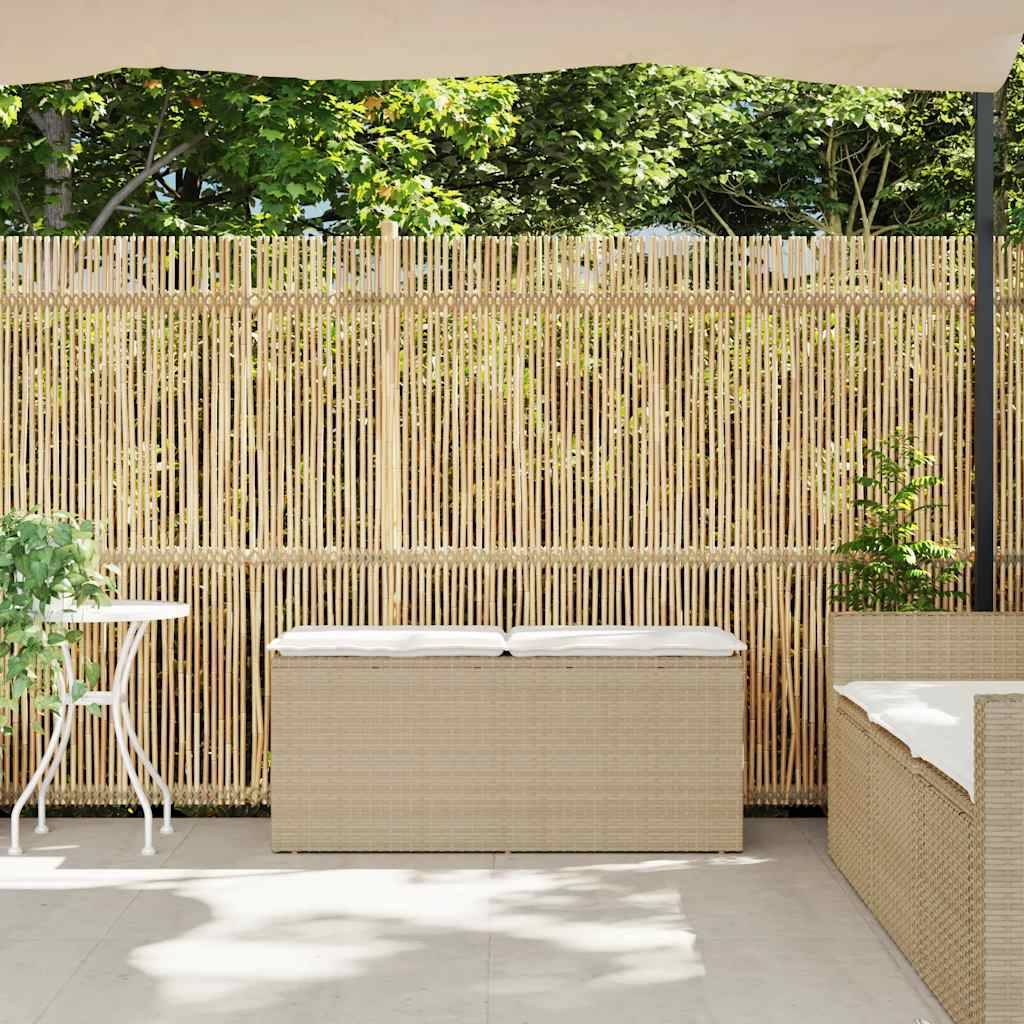 Banc de jardin - Banc Extérieur - Banquette avec coussin beige 110x40x44 cm résine tressée-JU1516 - Image 3