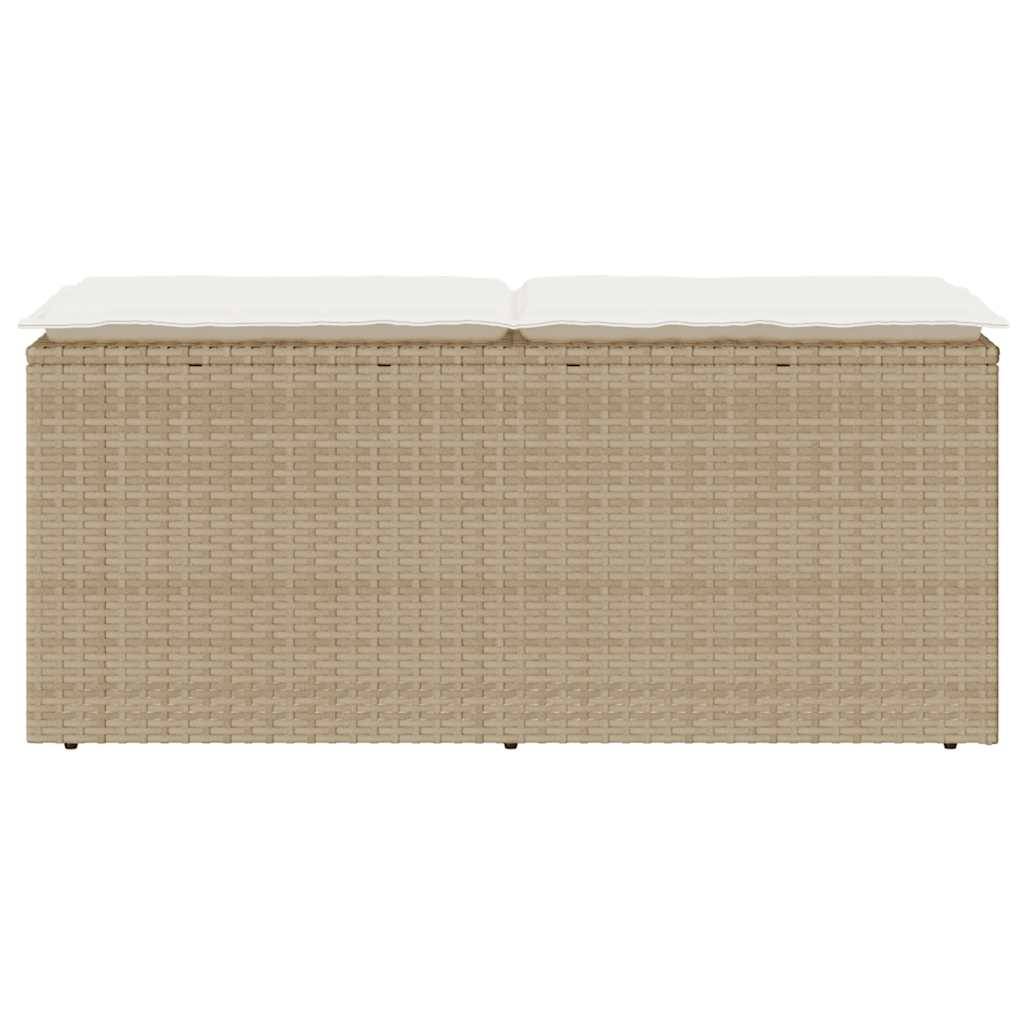 Banc de jardin - Banc Extérieur - Banquette avec coussin beige 110x40x44 cm résine tressée-JU1516 - Image 4