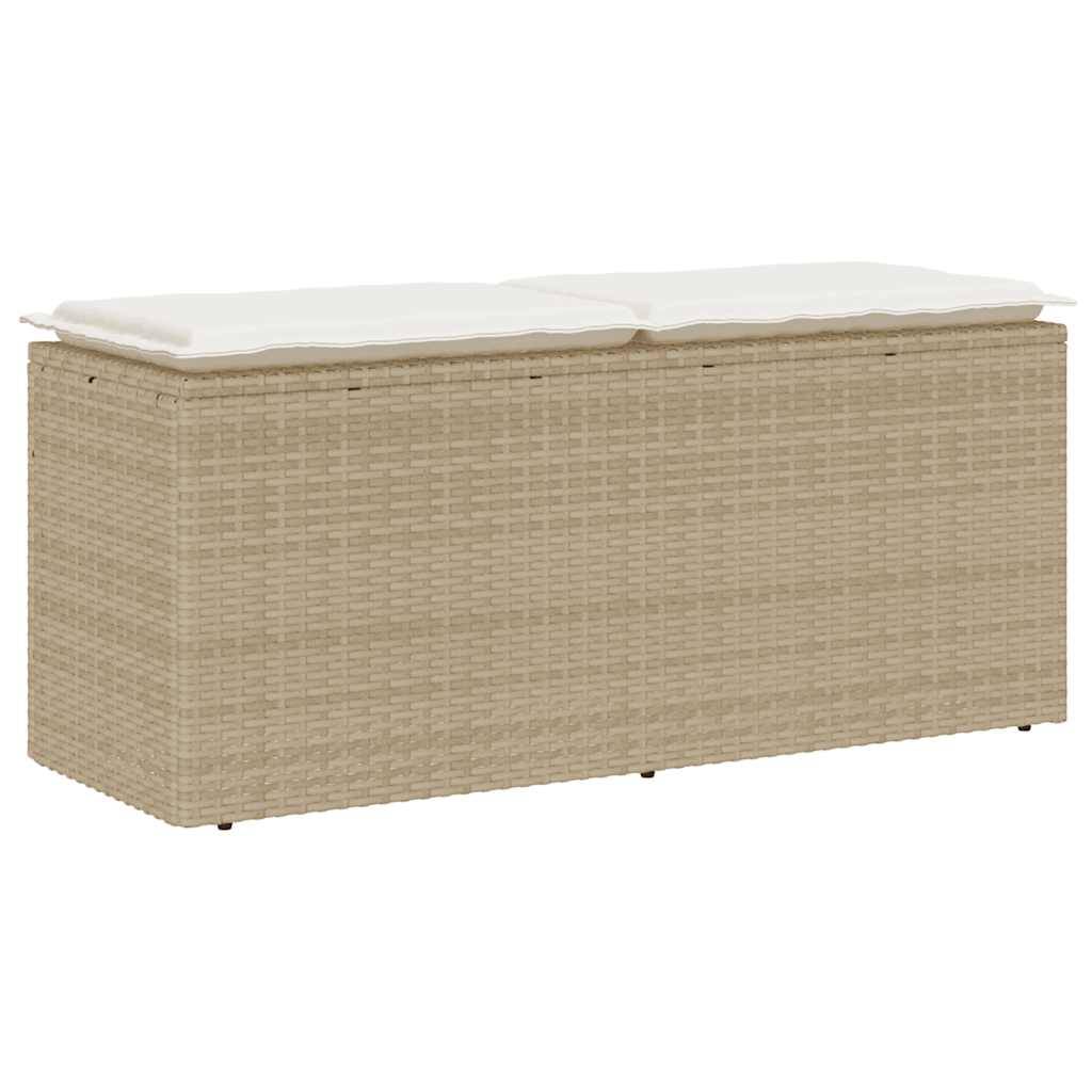 Banc de jardin - Banc Extérieur - Banquette avec coussin beige 110x40x44 cm résine tressée-JU1516 - Image 2