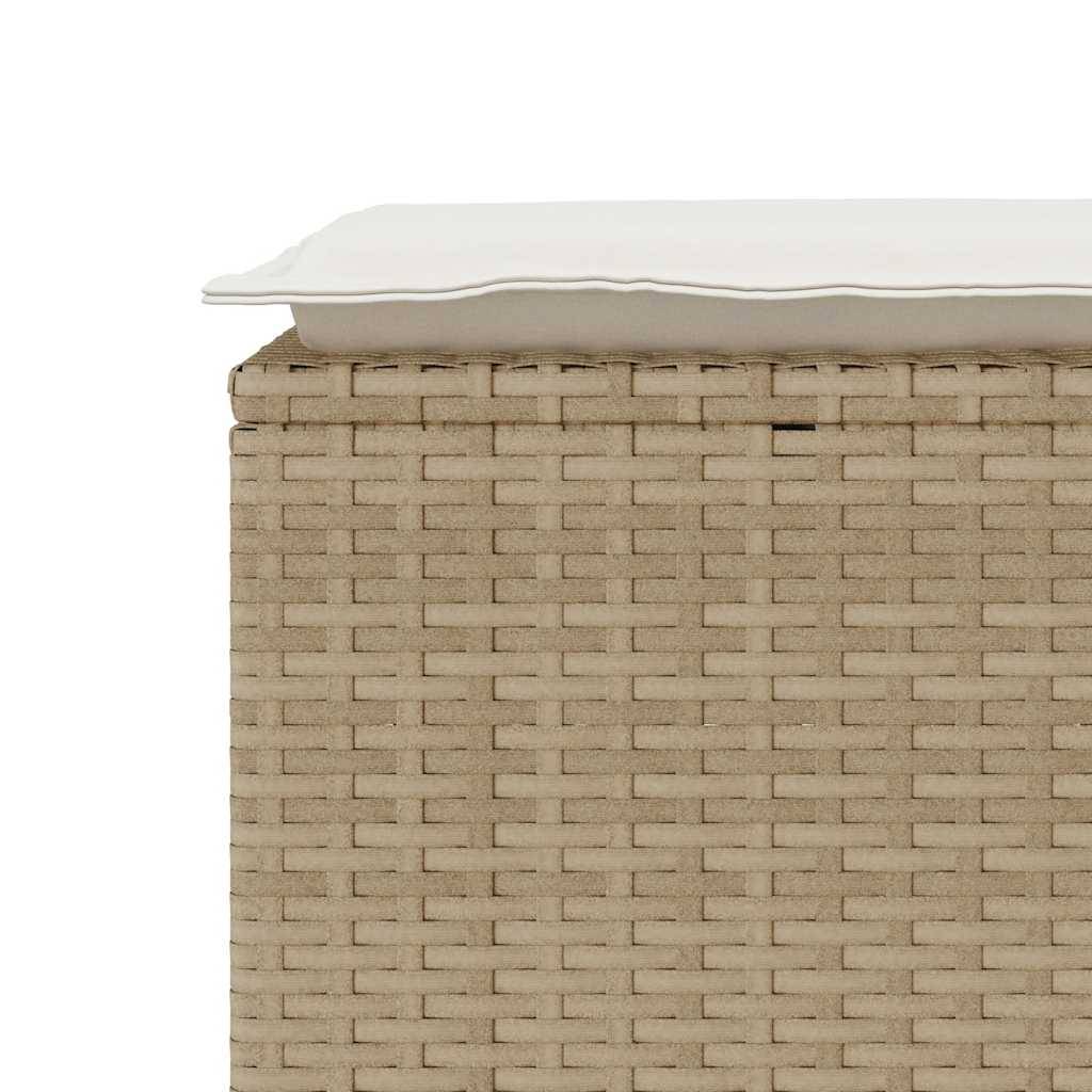 Banc de jardin - Banc Extérieur - Banquette avec coussin beige 110x40x44 cm résine tressée-JU1516 - Image 7