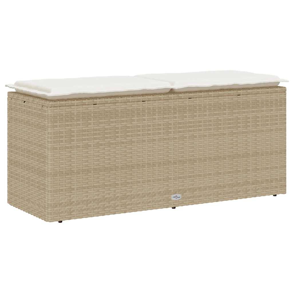 Banc de jardin - Banc Extérieur - Banquette avec coussin beige 110x40x44 cm résine tressée-JU1516 - Image 6