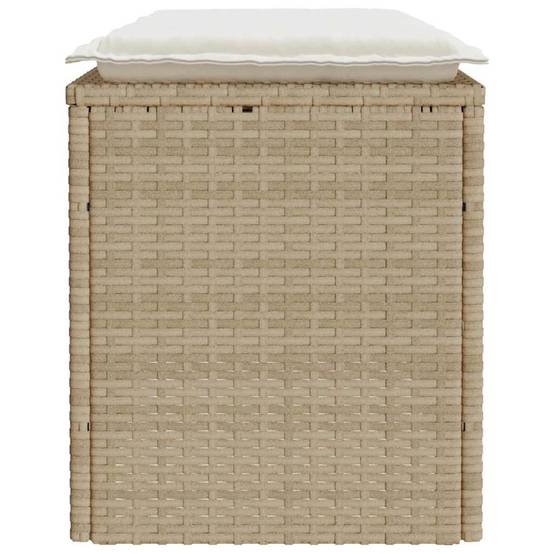 Banc de jardin - Banc Extérieur - Banquette avec coussin beige 110x40x44 cm résine tressée-JU1516 - Image 5
