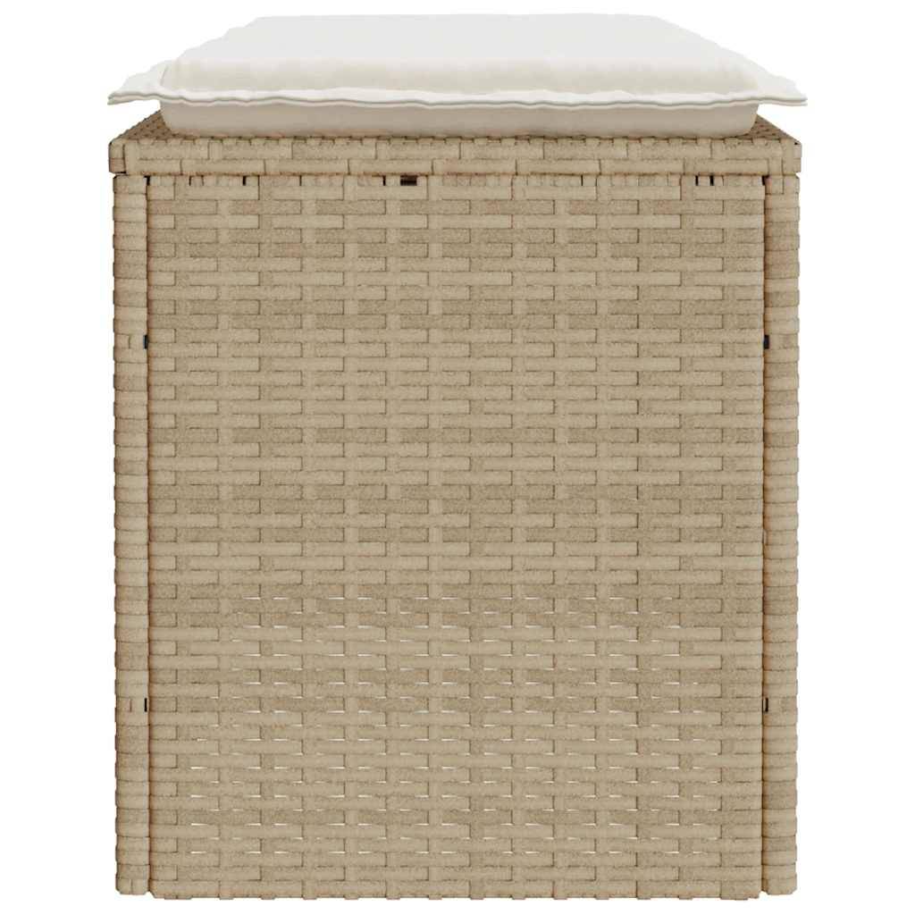 Banc de jardin - Banc Extérieur - Banquette avec coussin beige 110x40x44 cm résine tressée-JU1516 - Image 5