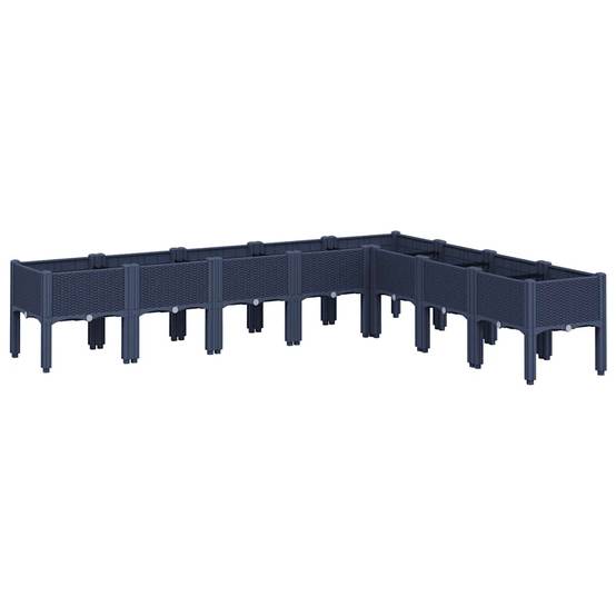 Potager surélevé XXL PP aspect rotin pour grand jardin 200x160x42 cm bleu gris – ComfortXL Outdoor Living - Image 2