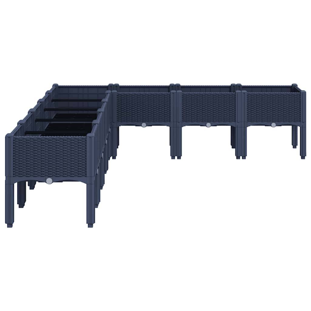 Potager surélevé XXL PP aspect rotin pour grand jardin 200x160x42 cm bleu gris – ComfortXL Outdoor Living - Image 4