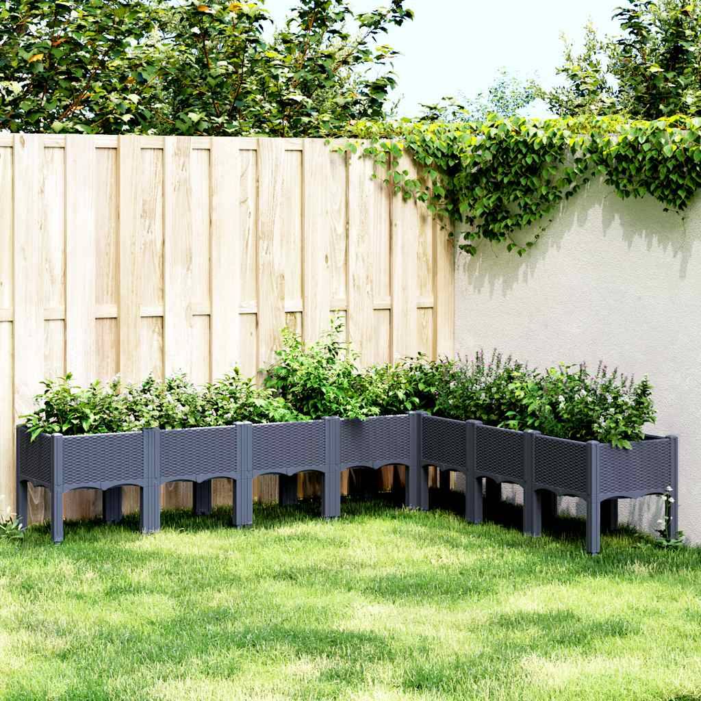 Potager surélevé XXL PP aspect rotin pour grand jardin 200x160x42 cm bleu gris – ComfortXL Outdoor Living - Image 1