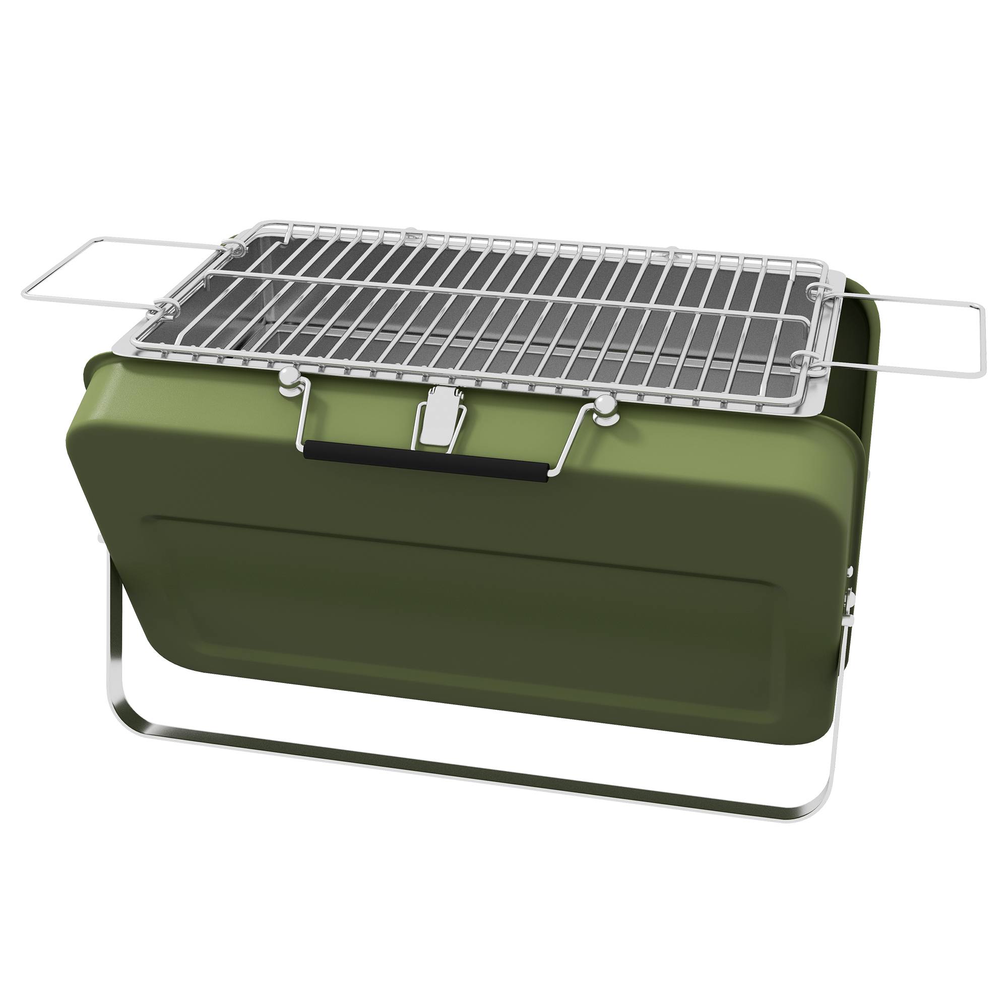 Mini barbecue à charbon valise acier table jardin camping pliable vert 47 cm - ComfortXL Outdoor Living - Image 2