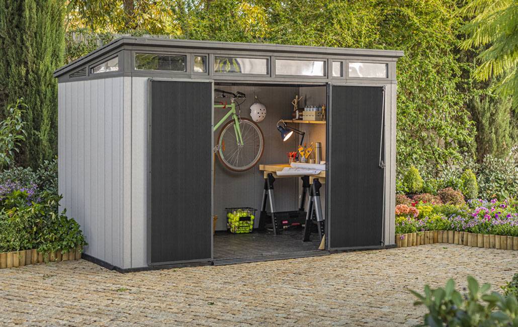 Keter - Abri Jardin Résine "brossium Monopente 117" -  7.4 M² - 340 X 218 X 226 Cm - Gris - Image 4