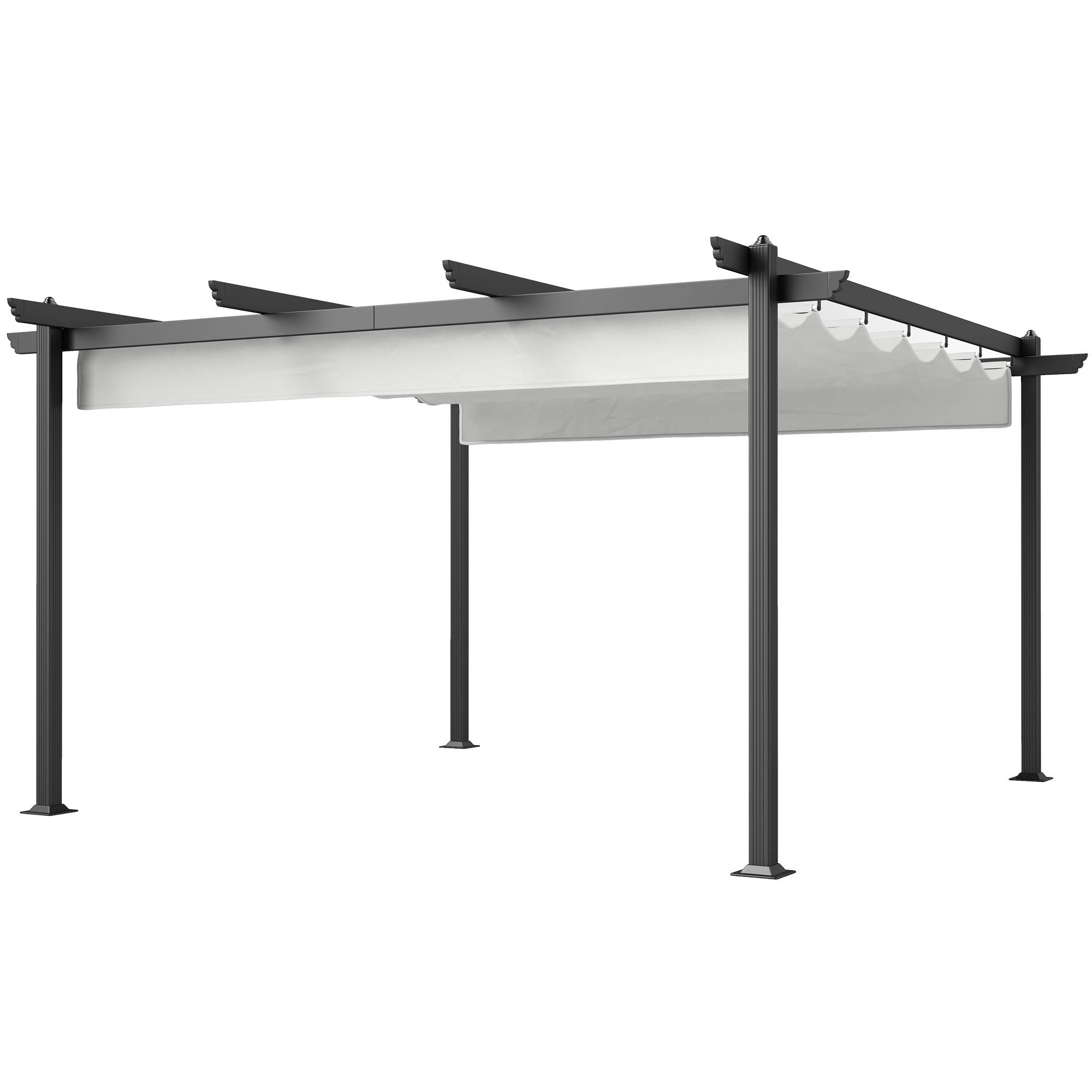 ComfortXL - Tonnelle Pergola Aluminium Jardin Toit Rétractable 390x390cm Blanc - ComfortXL Outdoor Living