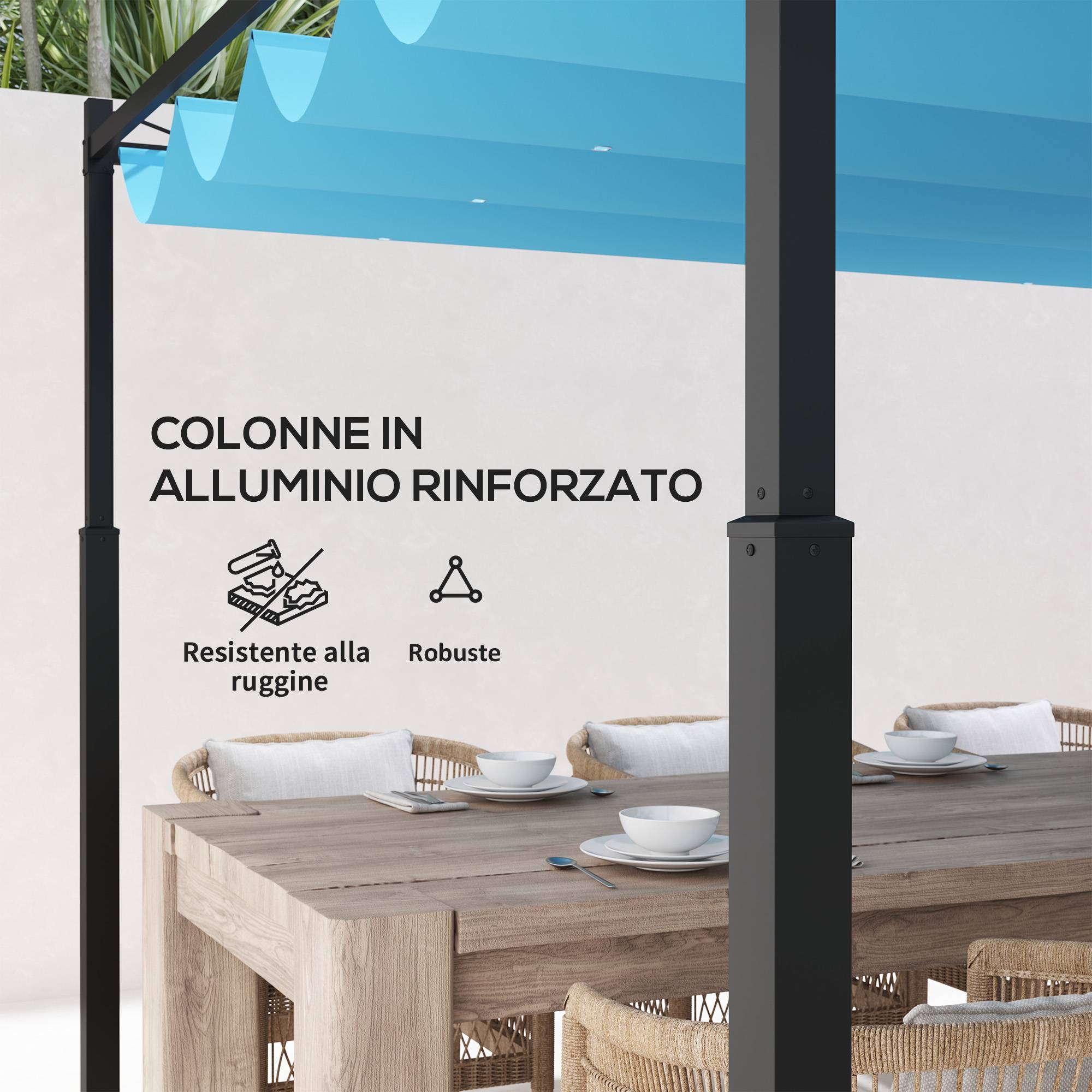 ComfortXL - Tonnelle Pergola Aluminium Jardin Toit Rétractable 390x390cm Blanc - ComfortXL Outdoor Living - Image 7