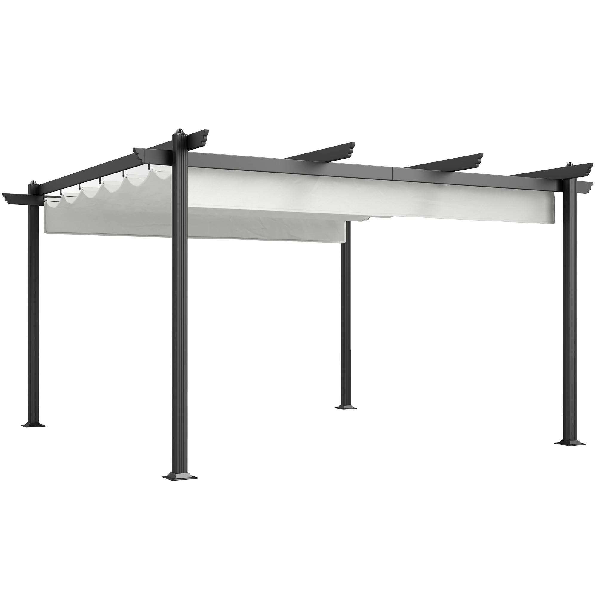ComfortXL - Tonnelle Pergola Aluminium Jardin Toit Rétractable 390x390cm Blanc - ComfortXL Outdoor Living - Image 2