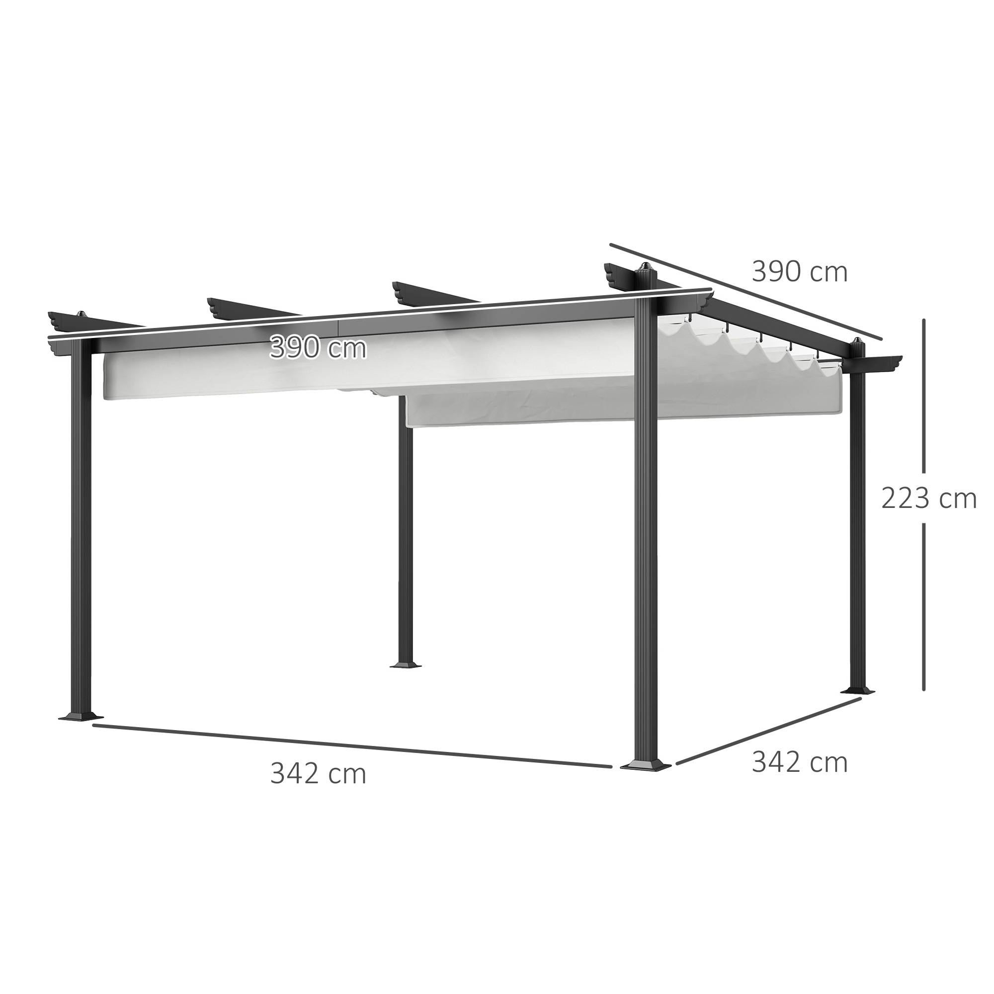ComfortXL - Tonnelle Pergola Aluminium Jardin Toit Rétractable 390x390cm Blanc - ComfortXL Outdoor Living - Image 5