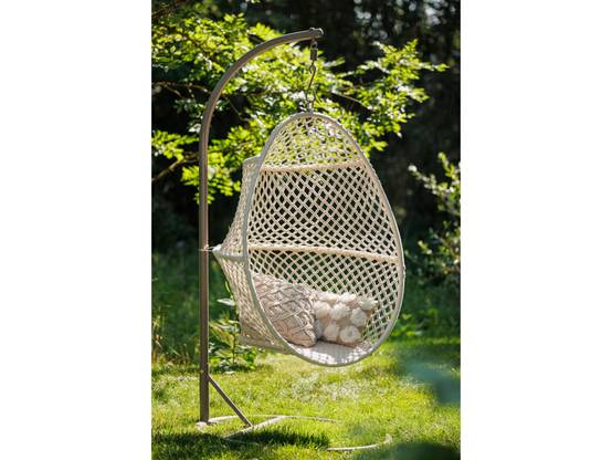 Fauteuil œuf suspendu en macramé coton - Jardiline - Image 3