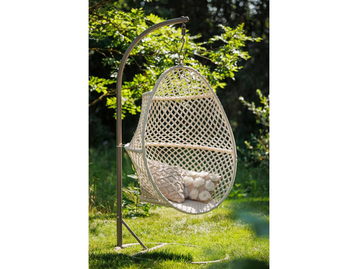 Fauteuil œuf suspendu en macramé coton - Jardiline - Image 3