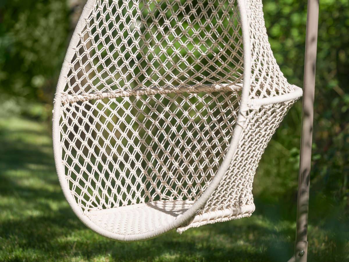 Fauteuil œuf suspendu en macramé coton - Jardiline - Image 4