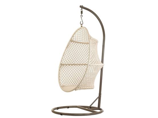 Fauteuil œuf suspendu en macramé coton - Jardiline - Image 1