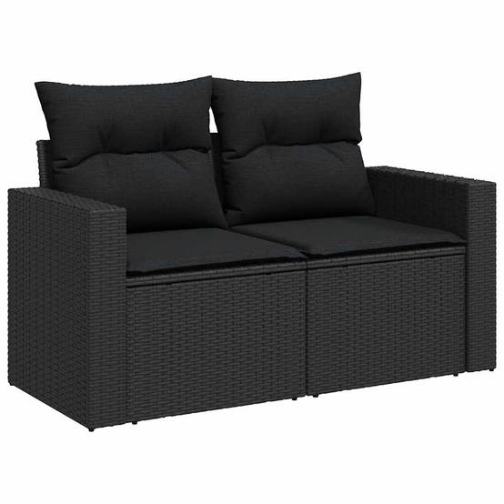 Salon de jardin modulable 7 places noir résine tressée et bois table et accoudoirs – ComfortXL Outdoor Living - Image 6